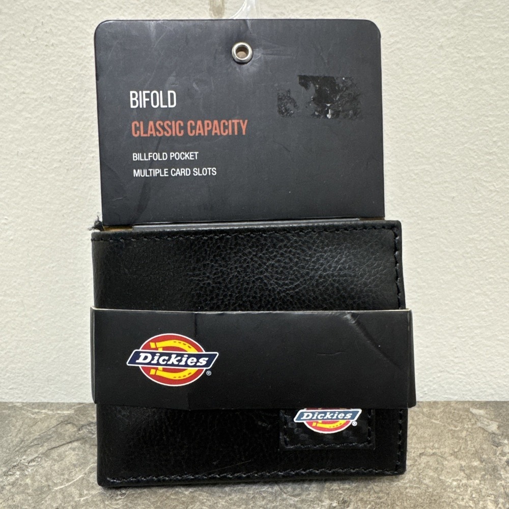 Dickies Bifold Classic Capacity Wallet - Black Leather *NEW*